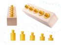 Odważniki cylindry drewniane gra układanka montessori kolorowe