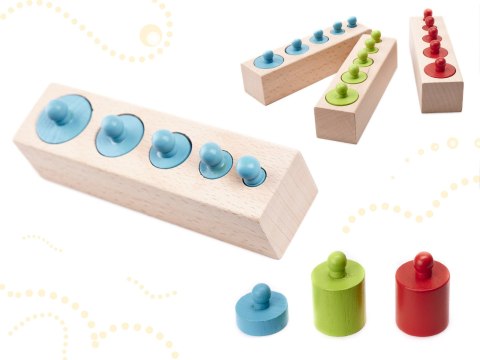 Odważniki cylindry drewniane gra układanka montessori kolorowe Odważniki cylindry drewniane gra układanka montessori kolorowe