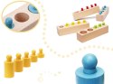 Odważniki cylindry drewniane gra układanka montessori kolorowe