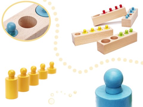 Odważniki cylindry drewniane gra układanka montessori kolorowe Odważniki cylindry drewniane gra układanka montessori kolorowe