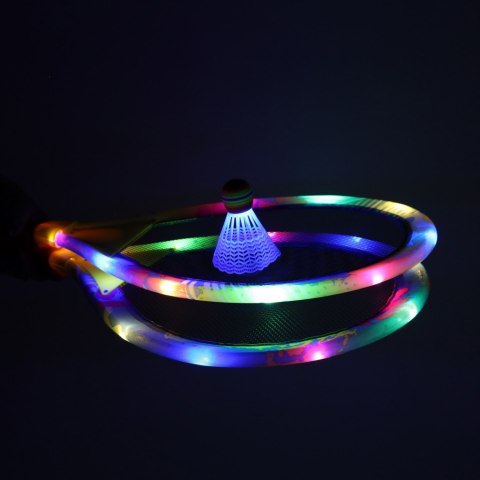 Rakiety tenisowe świecące LED + lotki Rakiety tenisowe świecące LED + lotki