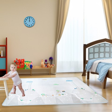 Mata edukacyjna piankowa miarka wzrostu szara 200 x 180 cm Mata edukacyjna piankowa miarka wzrostu szara 200 x 180 cm