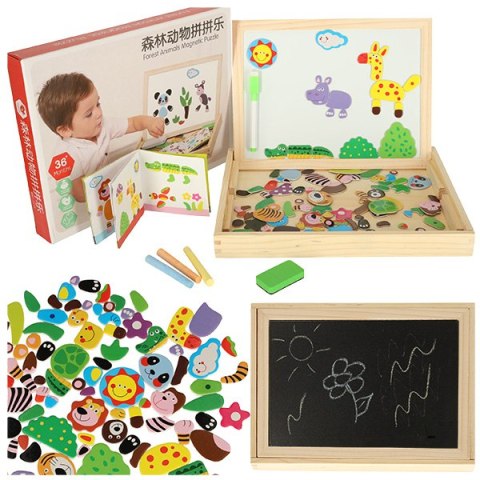 Tablica magnetyczna kredowa wielofunkcyjna zwierzątka + kredka marker gąbka Tablica magnetyczna kredowa wielofunkcyjna zwierzątka + kredka marker gąbka