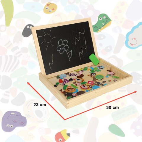 Tablica magnetyczna kredowa wielofunkcyjna zwierzątka + kredka marker gąbka Tablica magnetyczna kredowa wielofunkcyjna zwierzątka + kredka marker gąbka