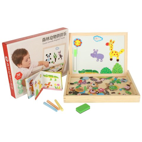 Tablica magnetyczna kredowa wielofunkcyjna zwierzątka + kredka marker gąbka Tablica magnetyczna kredowa wielofunkcyjna zwierzątka + kredka marker gąbka