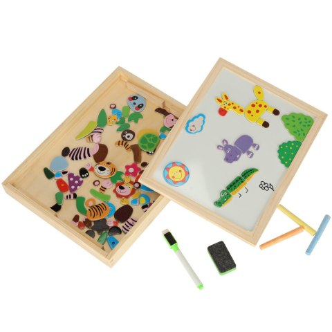 Tablica magnetyczna kredowa wielofunkcyjna zwierzątka + kredka marker gąbka Tablica magnetyczna kredowa wielofunkcyjna zwierzątka + kredka marker gąbka