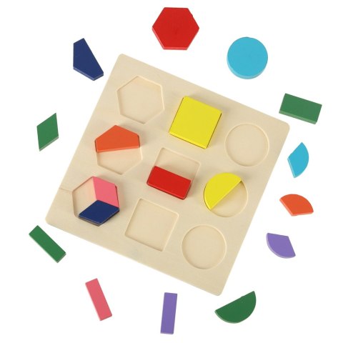 Układanka drewniana figury geometryczne nauka kształtów ułamków Układanka drewniana figury geometryczne nauka kształtów ułamków