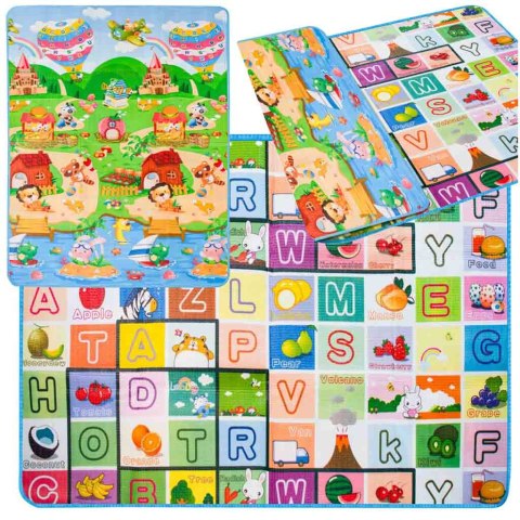 Mata edukacyjna piankowa dwustronna składana bajkowy świat 180 x 120 cm Mata edukacyjna piankowa dwustronna składana bajkowy świat 180 x 120 cm