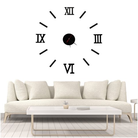 Zegar Ścienny naklejany DIY regulowany czarny cyfry rzymskie 130cm Zegar Ścienny naklejany DIY regulowany czarny cyfry rzymskie 130cm