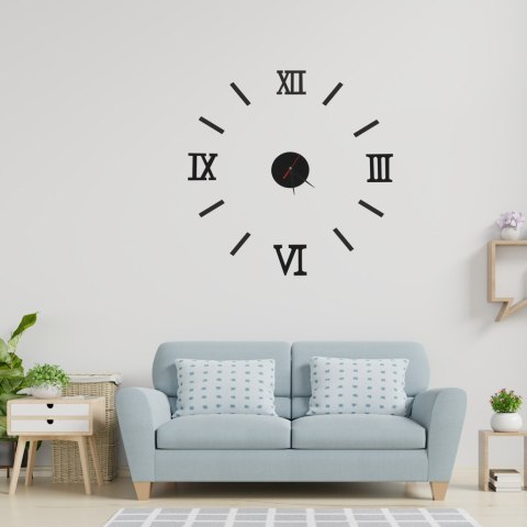 Zegar Ścienny naklejany DIY regulowany czarny cyfry rzymskie 130cm Zegar Ścienny naklejany DIY regulowany czarny cyfry rzymskie 130cm